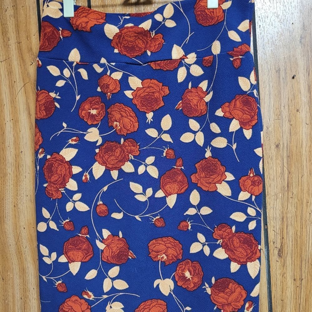 Blue Floral Pencil Skirt